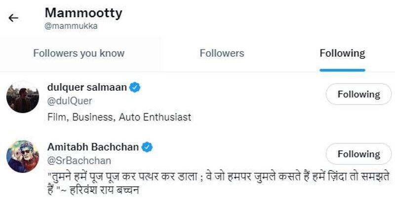 mammootty follows back only two people in twitter
