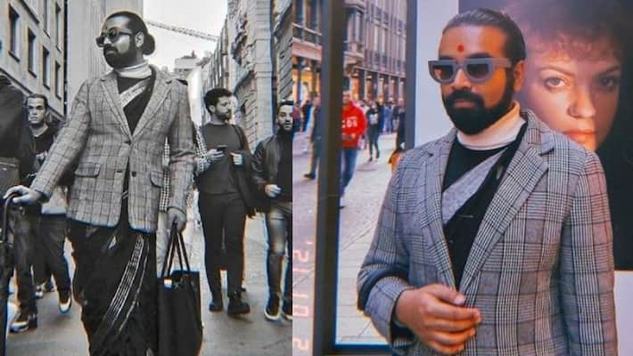 Kolkata man in saree and bindi rocks streets of Italy Kolkata man in saree and bindi rocks streets of Italy