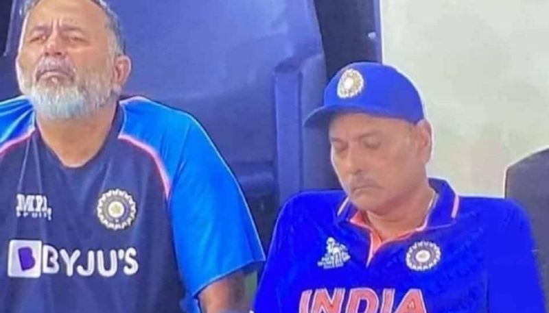 T20 worldcup 2021: Team India Head Coach Ravi Shastri spotted sleeping during India vs New Zealand match