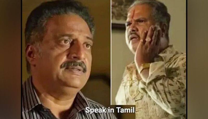 Tamil Prakash Raj trolled for Slapping a man for speaking hindi  Jai Bhim vcs