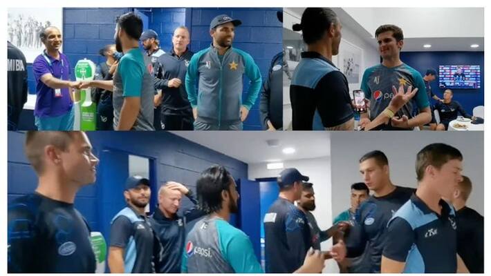 ICC T20 World cup 2021: Pakistan Team visits Namibia dressing room and congratulate them for their journey, Twitter reacts ICC T20 World cup 2021: Pakistan Team visits Namibia dressing room and congratulate them for their journey, Twitter reacts