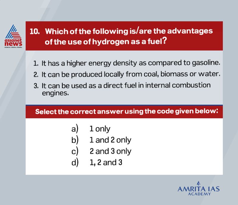 civil service exam What are the advantages of using hydrogen as a fuel