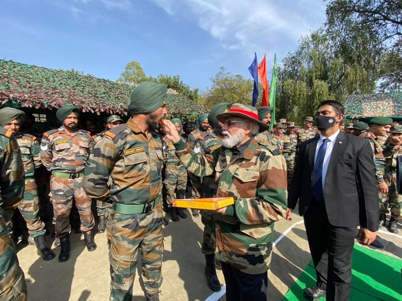 PM Narendra Modi celebrates Diwali with soldiers at Nowshera in Jammu and Kashmir