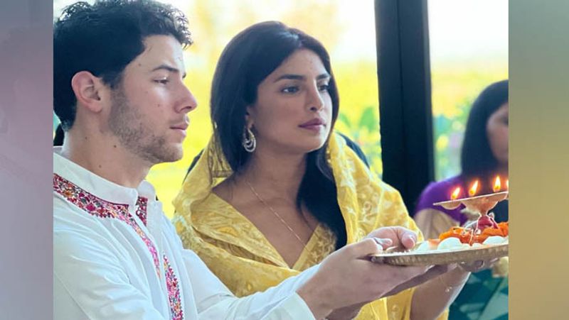 priyanka chopra and nick jonas perform mahalaxmi puja on diwali at home
