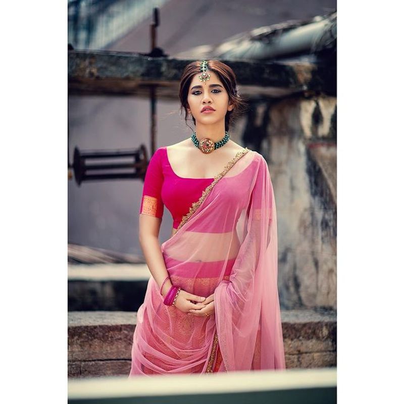 Nabha Natesh diwali photoshoot in half saree