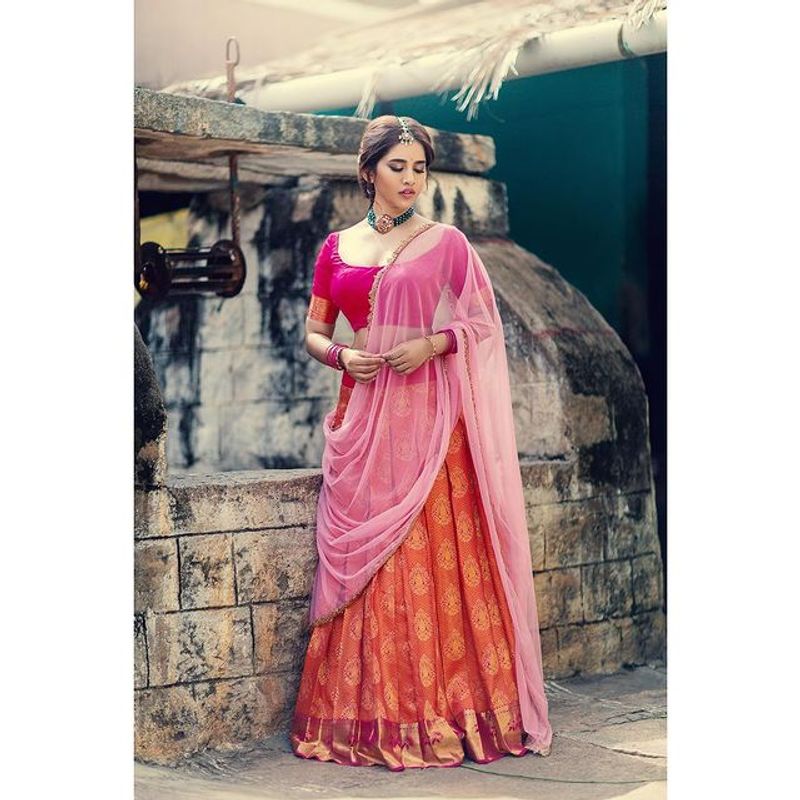 Nabha Natesh diwali photoshoot in half saree