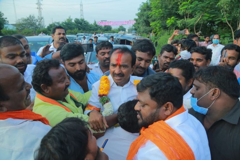 BJP MLA Eatala Rajender Receives Grand Welcome at Hyderabad