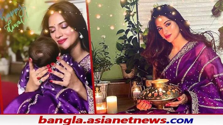 mp Actress nusrat jahan shares first look of her 2 month old son yishaan on kali puja BRD mp Actress nusrat jahan shares first look of her 2 month old son yishaan on kali puja BRD