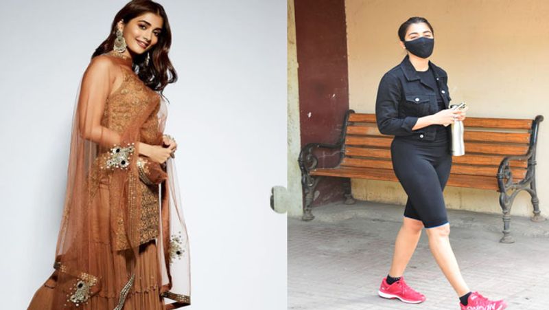 Puja hegde catching up with workout after diwali