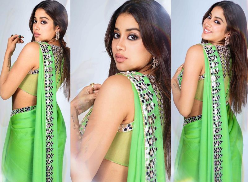 young beauty janhvi kapoor diwali treat rises heat in saree