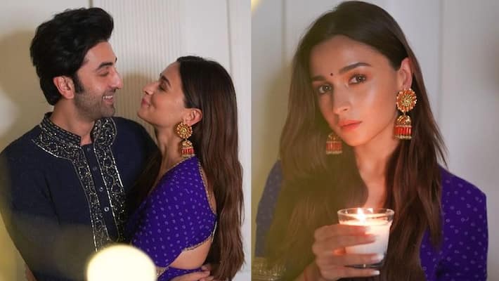 rrr heroin alia bhatt celebrates her diwali 2021 with boyfriend rabir kapoor