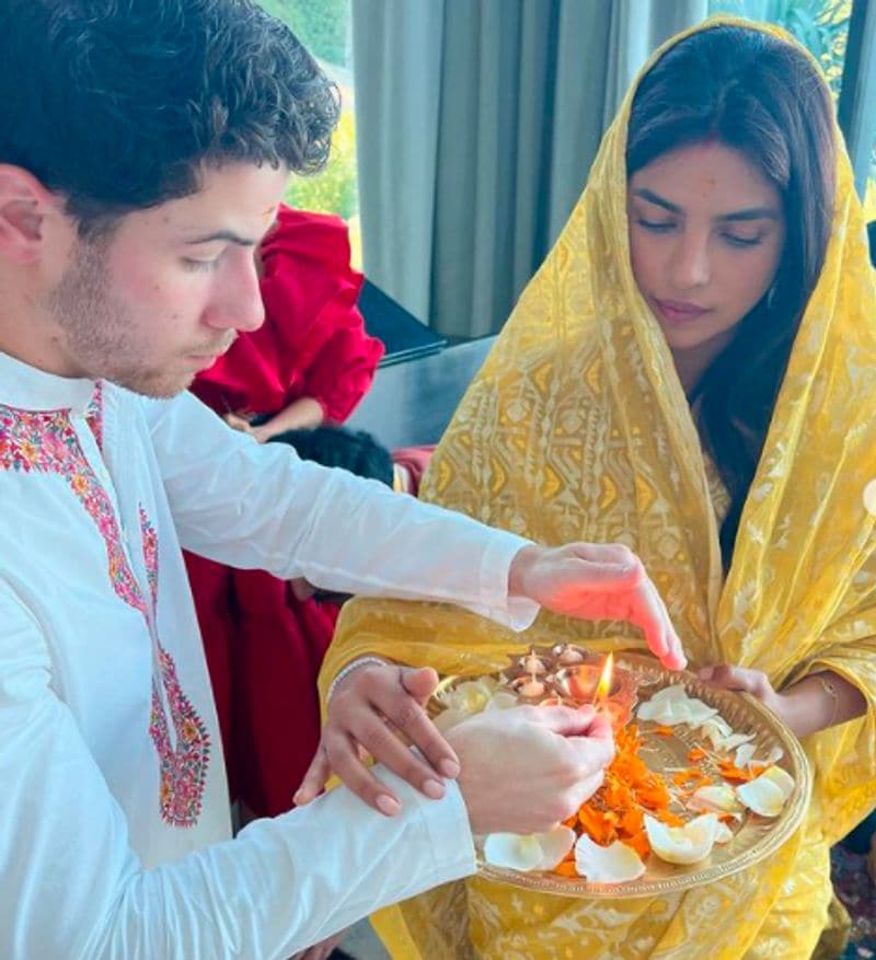 Priyanka Chopra and Nick Jonas perform Mahalaxmi puja on Diwali at home
