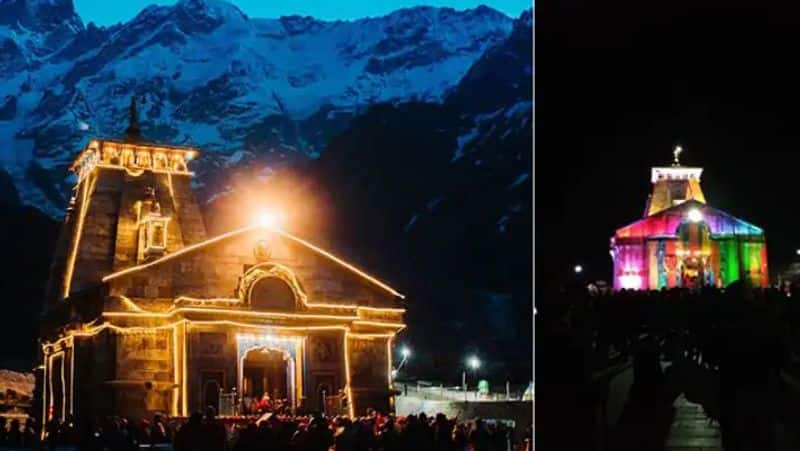 Modi Kedarnath visit, attractive lighting at kedarnath on diwali