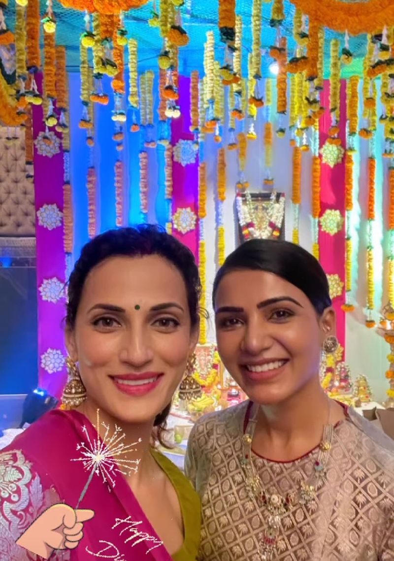 Samantha celebrate this diwali with friends family and her pets viral photos