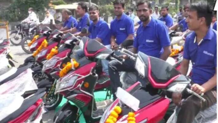 The company gifted scooters to its employees for Diwali The company gifted scooters to its employees for Diwali