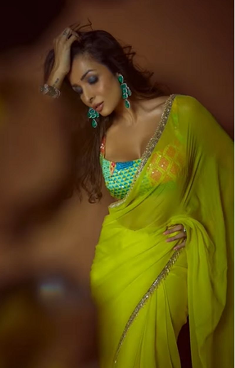 Malaika Arora Flaunts her style in Manish Malhotra designed lemon colors saree pallu is special dpl
