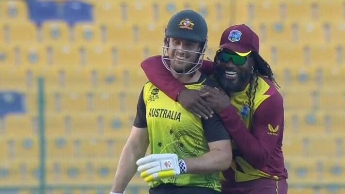 T20 World Cup Watch Video Chris Gayle celebrating wicket with Mitchell Marsh T20 World Cup Watch Video Chris Gayle celebrating wicket with Mitchell Marsh