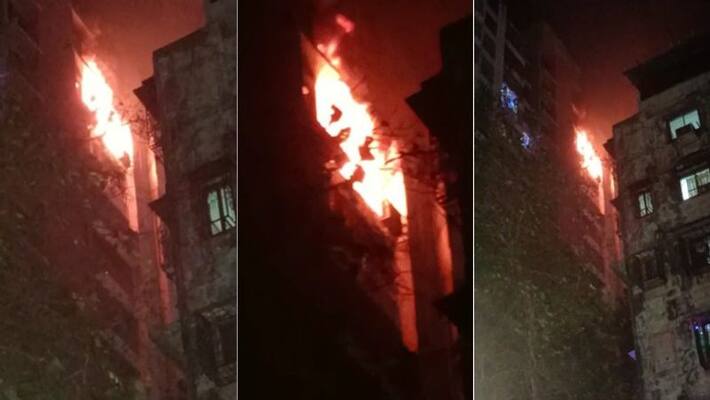 Fire at 14th floor of flat building in Mumbai Fire at 14th floor of flat building in Mumbai
