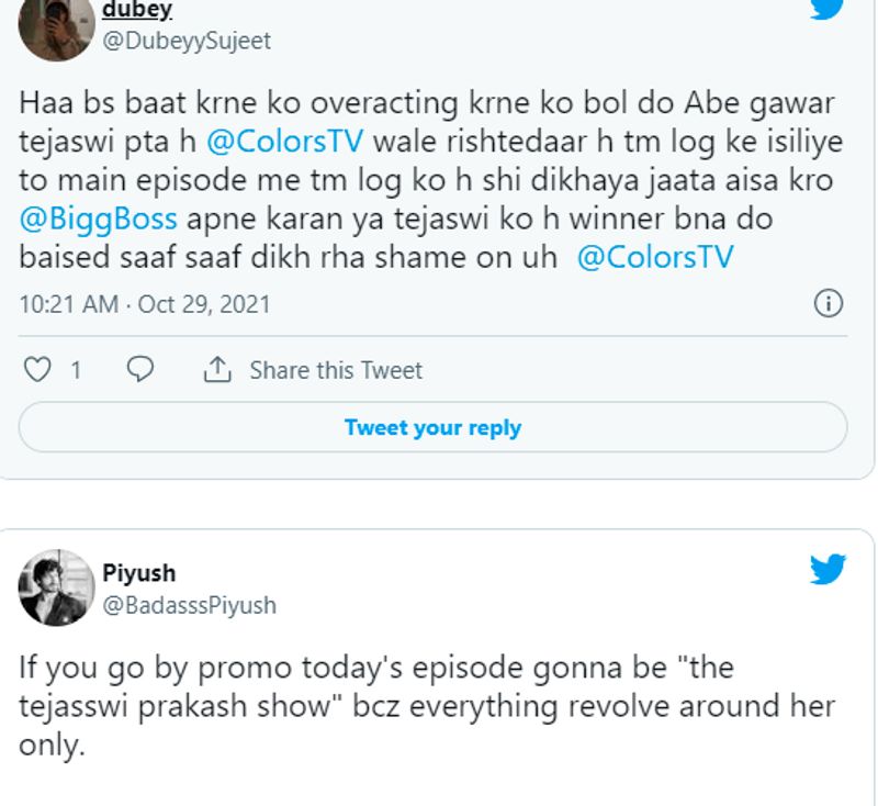 Netizens Troll Bigg Boss 15 As They Tweet Rename Bigg Boss 15 To The Tejasswi Prakash Show dpl