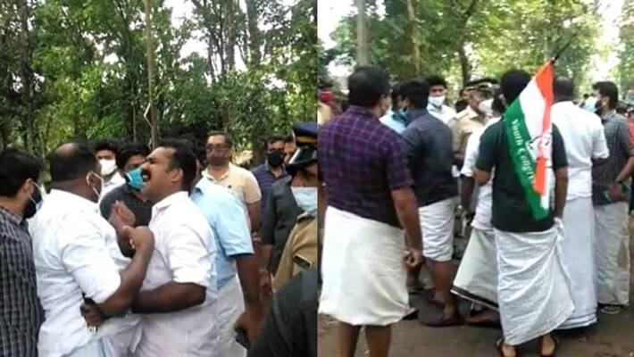 Youth Congress march to Prithviraj cinema set blocked by leaders clashes Youth Congress march to Prithviraj cinema set blocked by leaders clashes