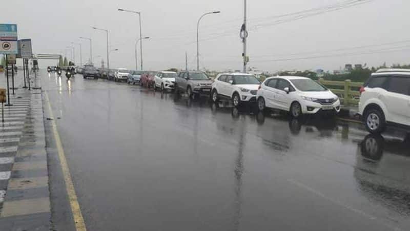 Owners parked their cars safely on the Velachery flyover