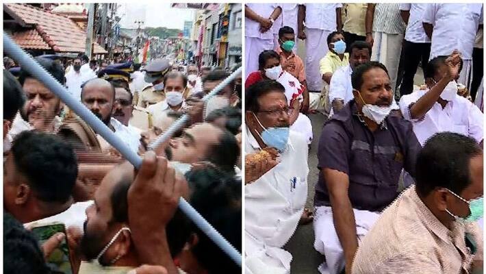 congress protest against fuel price hike conflict in palakkad congress protest against fuel price hike conflict in palakkad