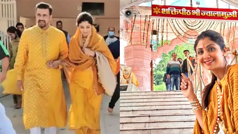 Raj Kundra makes first public appearance with shilpa shetty at chamunda temple BRD