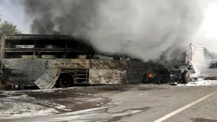 Rajasthan several killed, injured in tanker-bus collision in Barmer; PM Modi announces ex-gratia-dnm Rajasthan several killed, injured in tanker-bus collision in Barmer; PM Modi announces ex-gratia-dnm