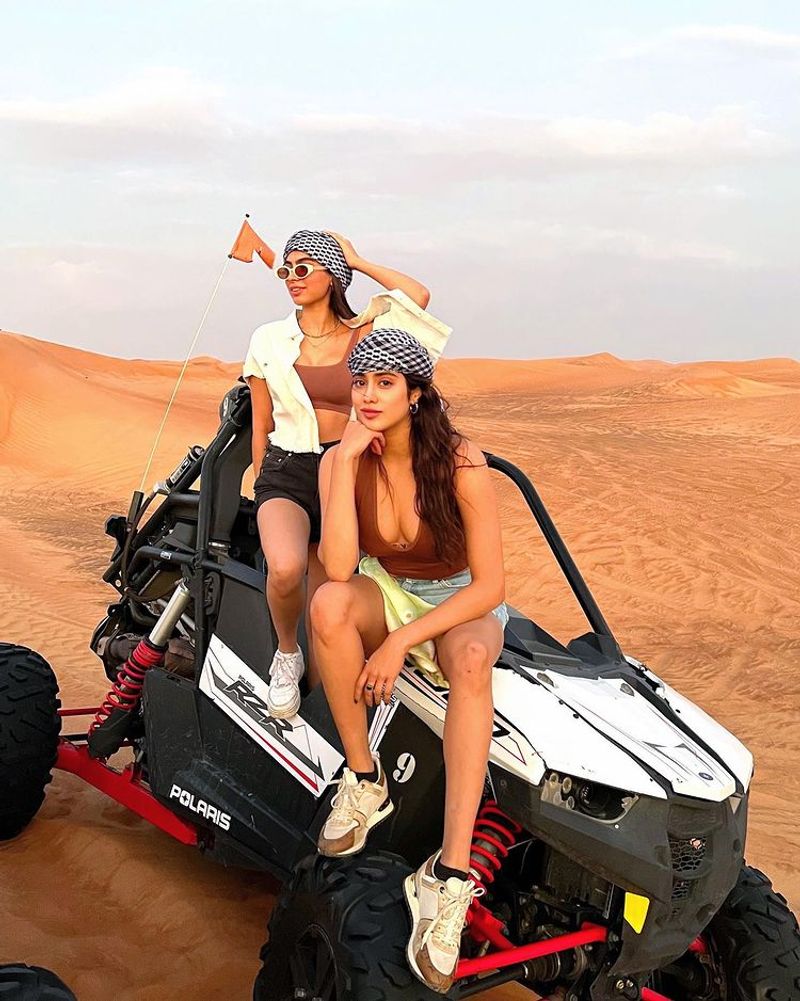 JanhviKapoor and KhushiKapoor have a fun time riding quad bikes for desert hot photos
