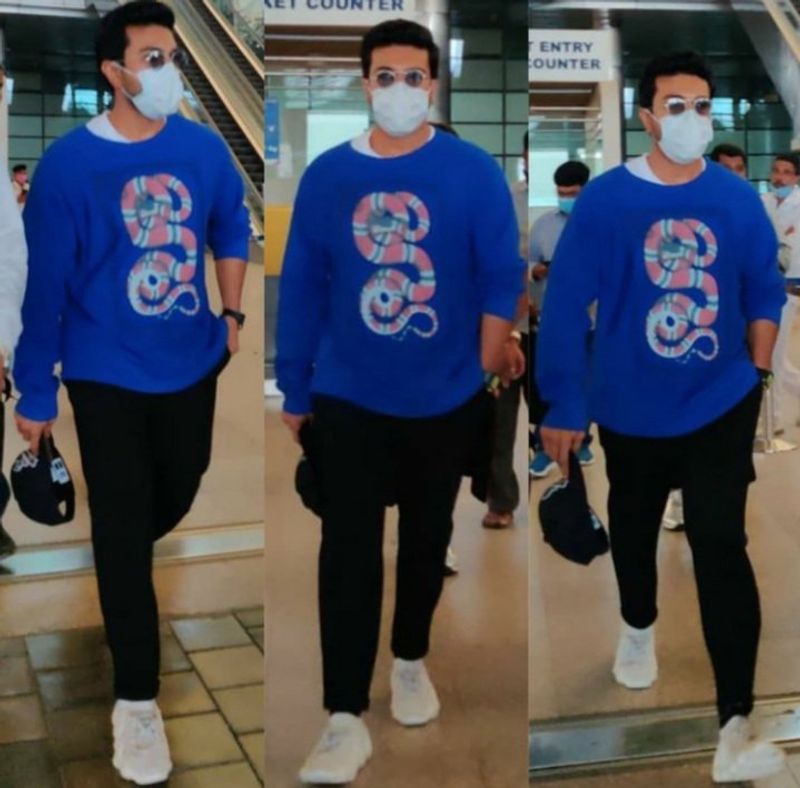 ram charan stylish look in blue t shirt cost trending