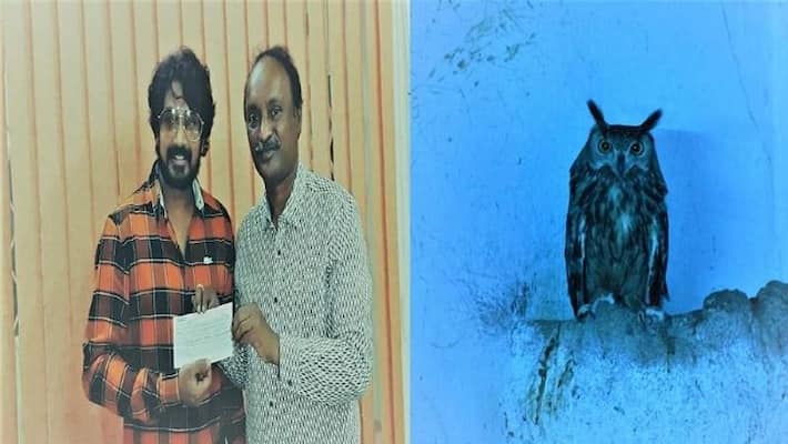 telugu actor suryateja adopt owl bird in zoo park telugu actor suryateja adopt owl bird in zoo park