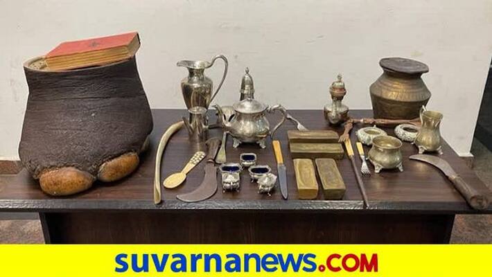 Elephant Foot Including Worth Rs 1 Crore Antiquities Seized in Bengaluru grg Elephant Foot Including Worth Rs 1 Crore Antiquities Seized in Bengaluru grg
