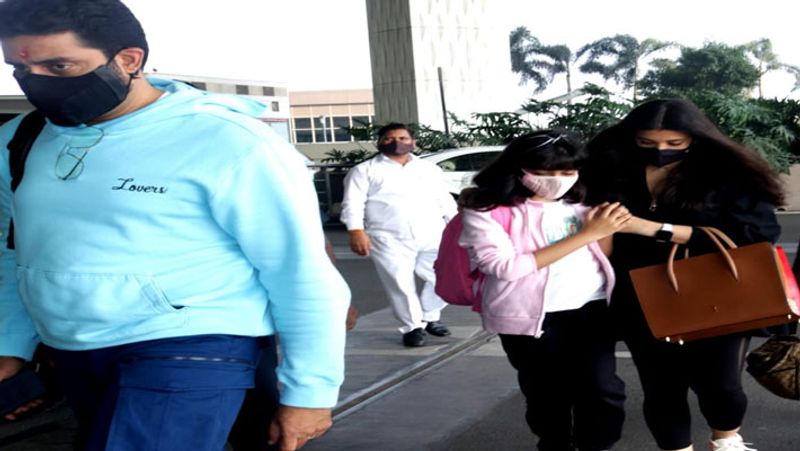 aishwarya rai bachchan abhishek bachchan and aaradhya sports airport they leave for holiday NTP