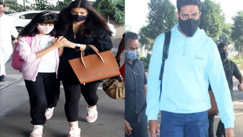 aishwarya rai bachchan abhishek bachchan and aaradhya sports airport they leave for holiday NTP