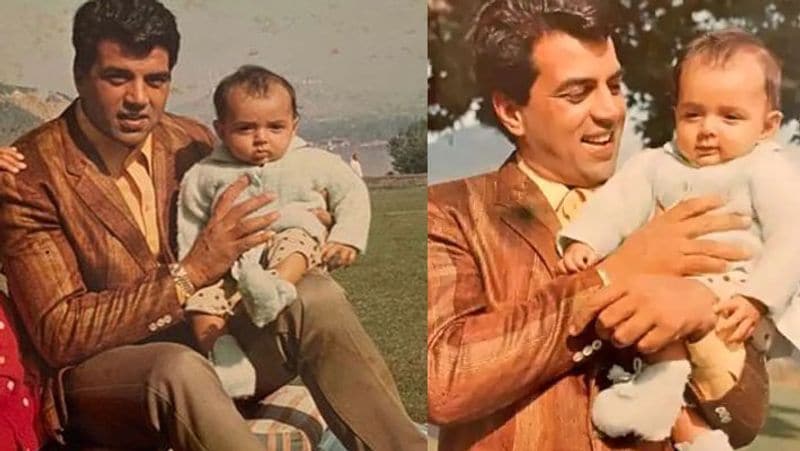 bobby deol share childhood photo with Dharmendra, bollywood actor look cute KPJ
