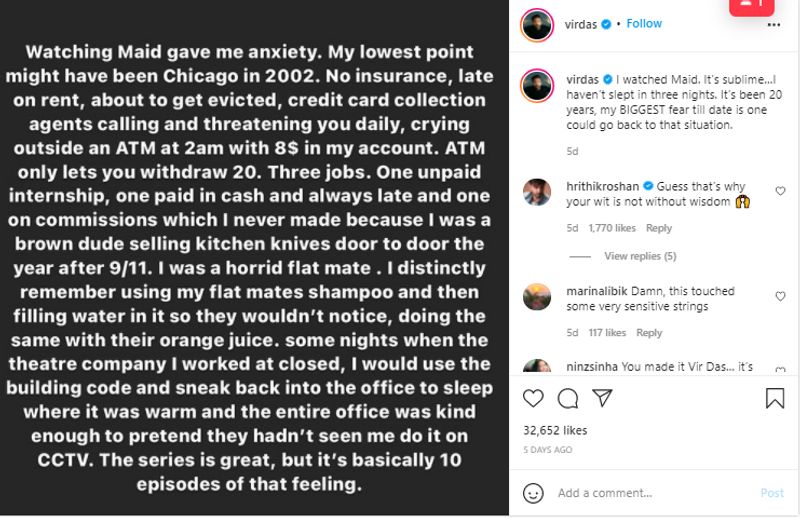 Vir Das recalls crying outside an ATM at 2 am during struggling days dpl