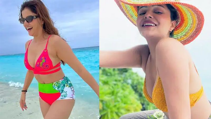 rubina dilaik sit on husband abhinav shukla lap in bikini kpg