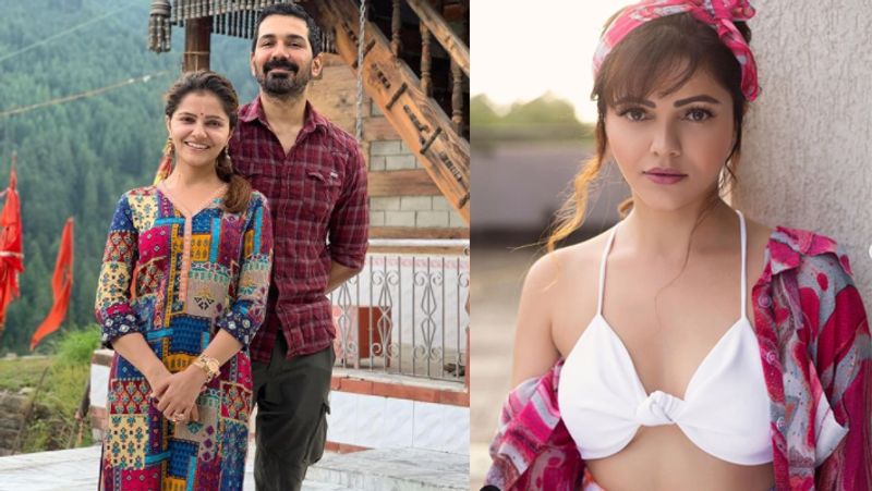 rubina dilaik sit on husband abhinav shukla lap in bikini kpg