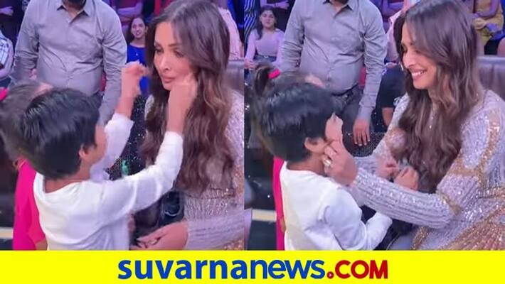 Bollywood Actress Malaika Arora reacts after a young boy pulls her cheek on Indias Best Dancer 2 dpl Bollywood Actress Malaika Arora reacts after a young boy pulls her cheek on Indias Best Dancer 2 dpl