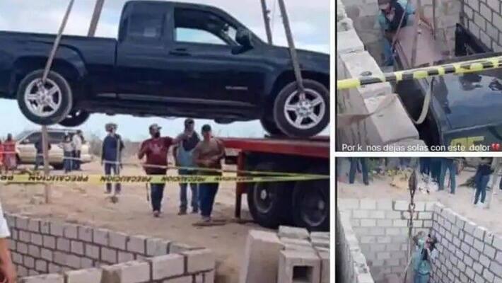 Mexican man buried with his truck Mexican man buried with his truck