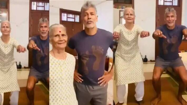 Milind Soman Working Out With His Mom is viral now Milind Soman Working Out With His Mom is viral now