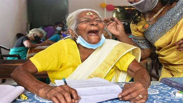 kerala news: 104 year old Women kuttiyamma scores 89 out of 100 in state literac mission exam dva kerala news: 104 year old Women kuttiyamma scores 89 out of 100 in state literac mission exam dva