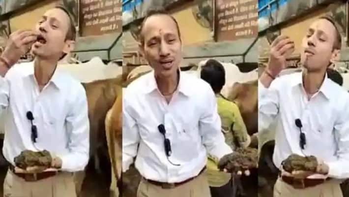 Haryana doctor eats cow urine on camera says its a cure for High blood pressure video is viral mnj Haryana doctor eats cow urine on camera says its a cure for High blood pressure video is viral mnj