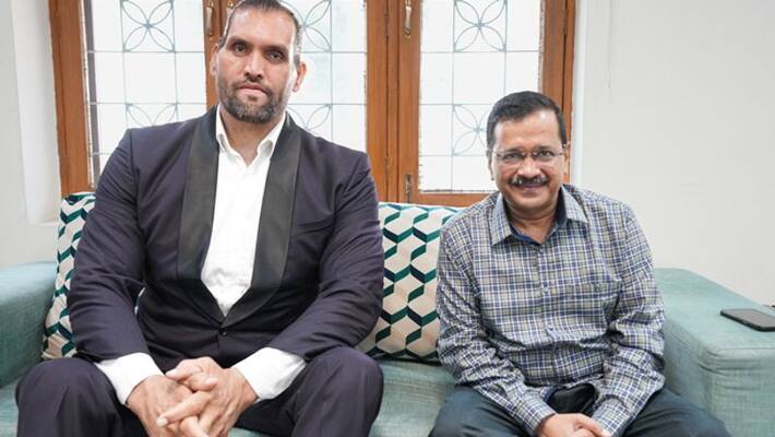 Punjab Assembly Election 2022 great khali met delhi cm arvind kejriwal Punjab Assembly Election 2022 great khali met delhi cm arvind kejriwal