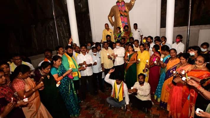 tdp activists protest against ysrcp over chandrababu crying tdp activists protest against ysrcp over chandrababu crying