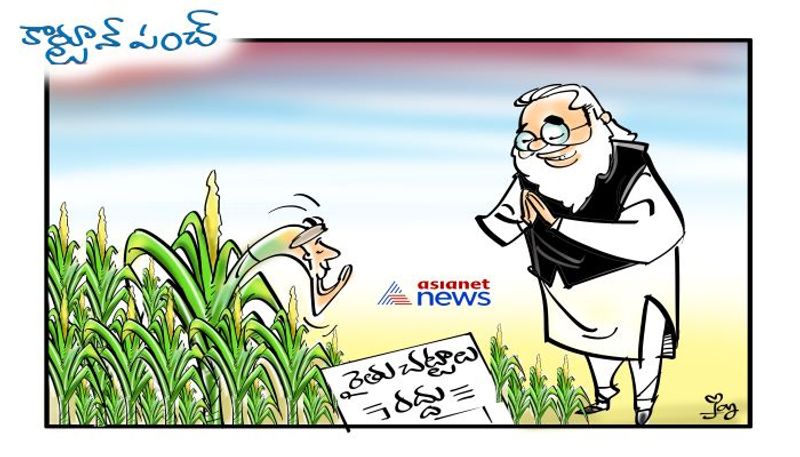 cartoon punch on three farm laws cancelled
