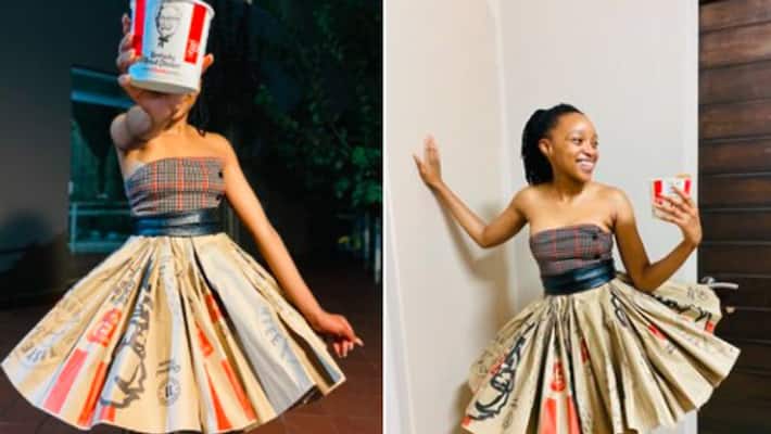Picture of girl making dress from KFC packaging goes viral kpn Picture of girl making dress from KFC packaging goes viral kpn