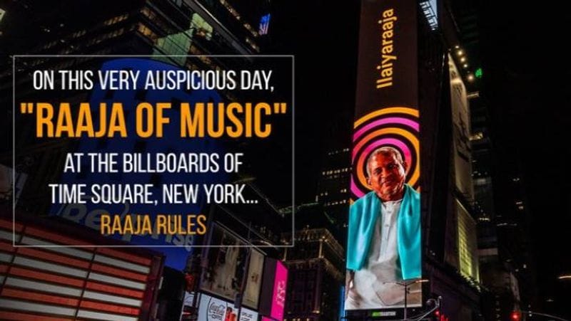 Ilaiyaraaja goes to Times Square, gets his ad displayed on billboard