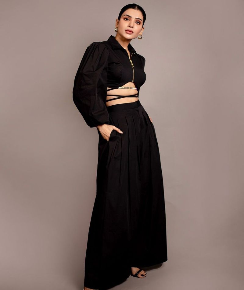 samantha looks bold and beautiful she shines in black trendy outfit