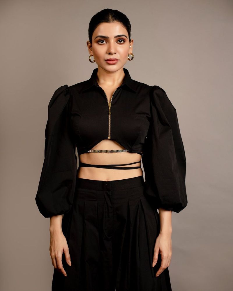 samantha looks bold and beautiful she shines in black trendy outfit